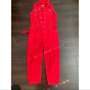 Levi’s bright red overalls medium